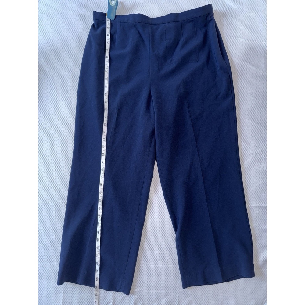 ST JOHN Navy Blue Cropped Wide‎ Leg Career Pants Size 14 - Picture 5 of 11